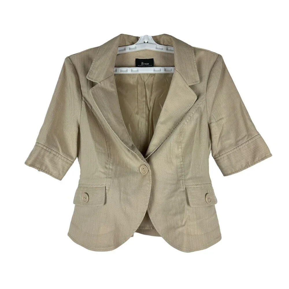 Byer California Girls Khaki 3/4 Sleeve Blazer Jacket Size XL